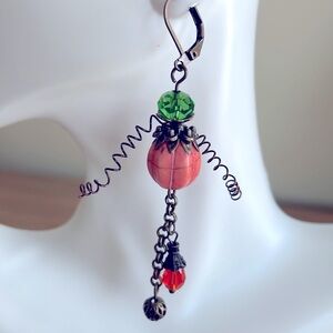 HAND CRAFTED AUTUMN EARRINGS Fall Halloween Thanksgiving Orange Pumpkins Vines